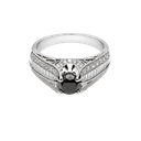 14K White Gold Black Diamond Ring