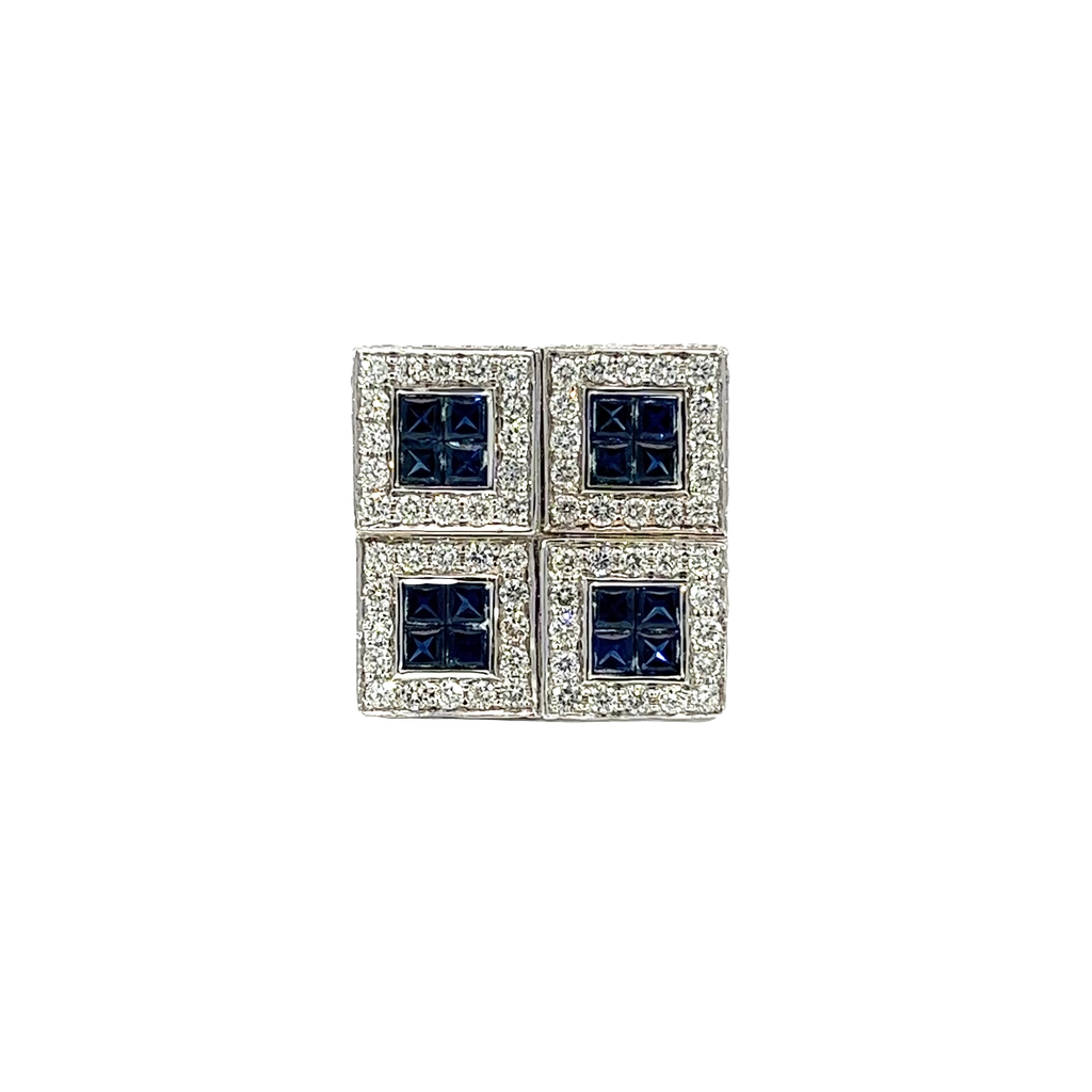 14K White Gold Diamond and Sapphire Cocktail Ring