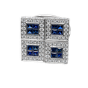 14K White Gold Diamond and Sapphire Cocktail Ring