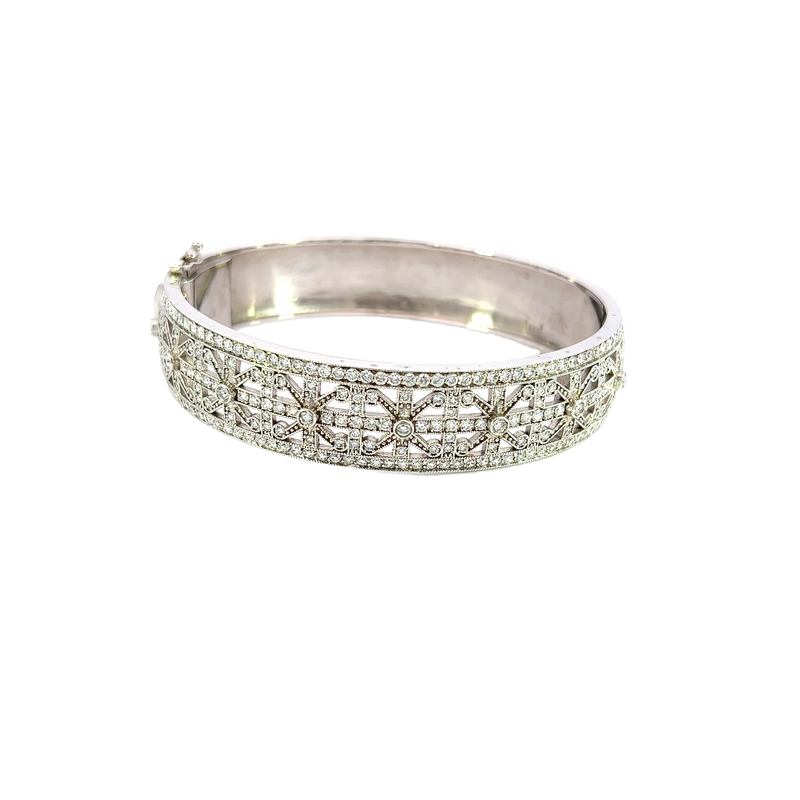 14K White Gold 5.00ct Lab Diamond  Bangle Bracelet