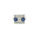 14K White Gold Diamond and Sapphire Cocktail Ring