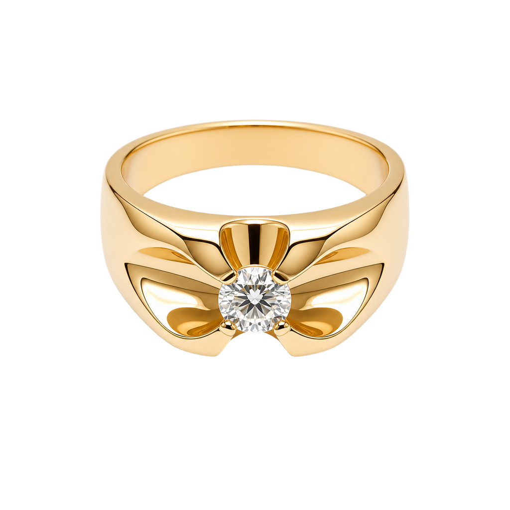 14K Yellow Gold Diamond Men's Ring