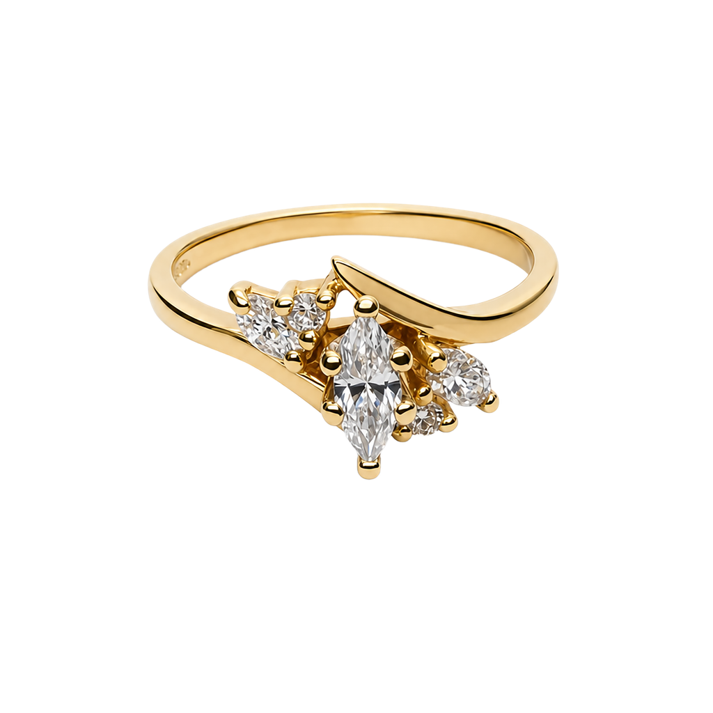 14K Yellow Gold Diamond Fashion Ring