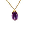 14K Yellow Gold Amethyst and Diamond Pendant