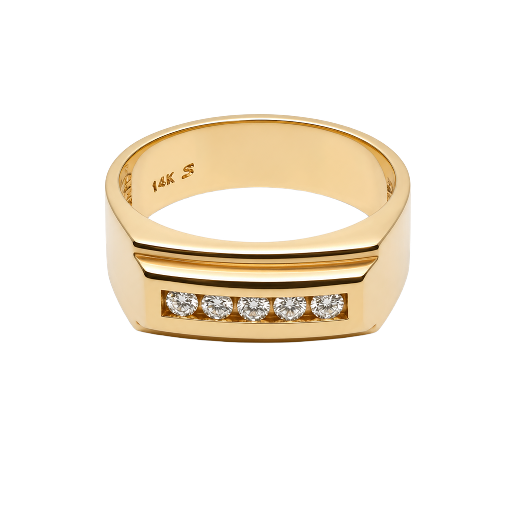 14K Yellow Gold Diamond Men's Ring