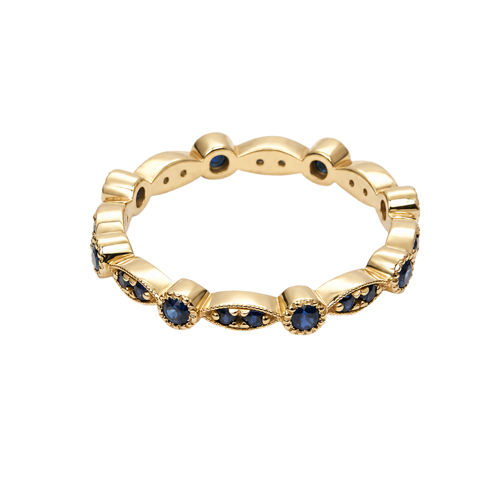 14K Yellow Gold Diamond and Sapphire Stackable Ring