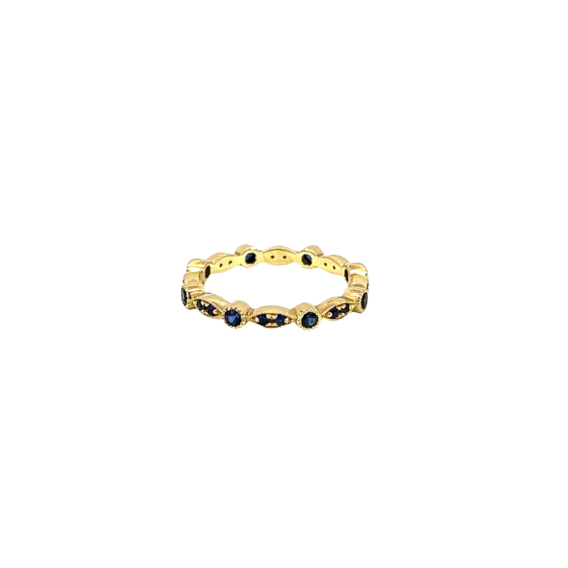 14K Yellow Gold Diamond and Sapphire Stackable Ring
