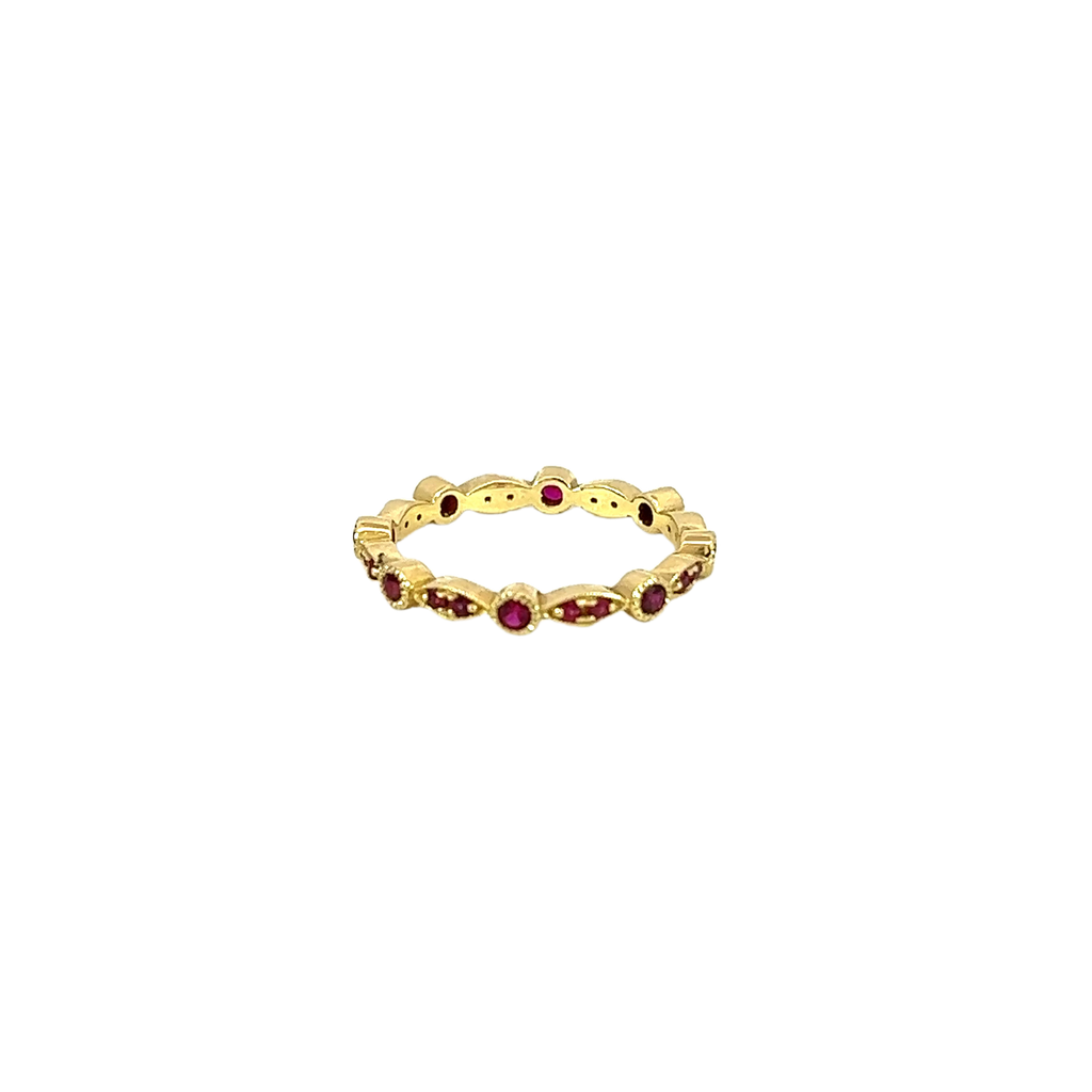 14K Yellow Gold Ruby Stackable Ring