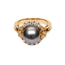 14K Yellow Gold Diamond and Pearl Fashion Ring