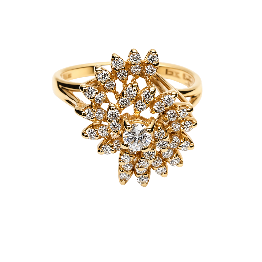 14K Yellow Gold Diamond Cocktail Ring