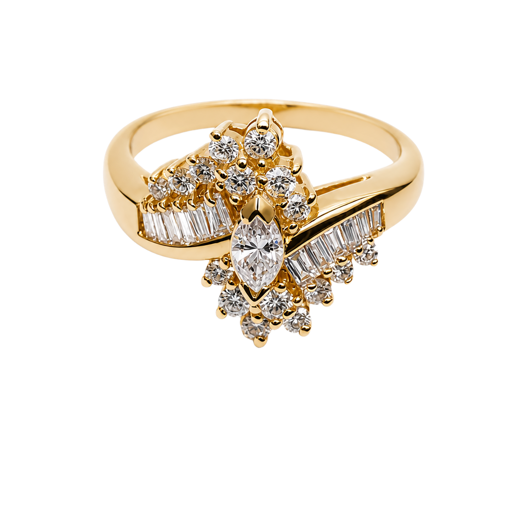 14K Yellow Gold Diamond Fashion Ring
