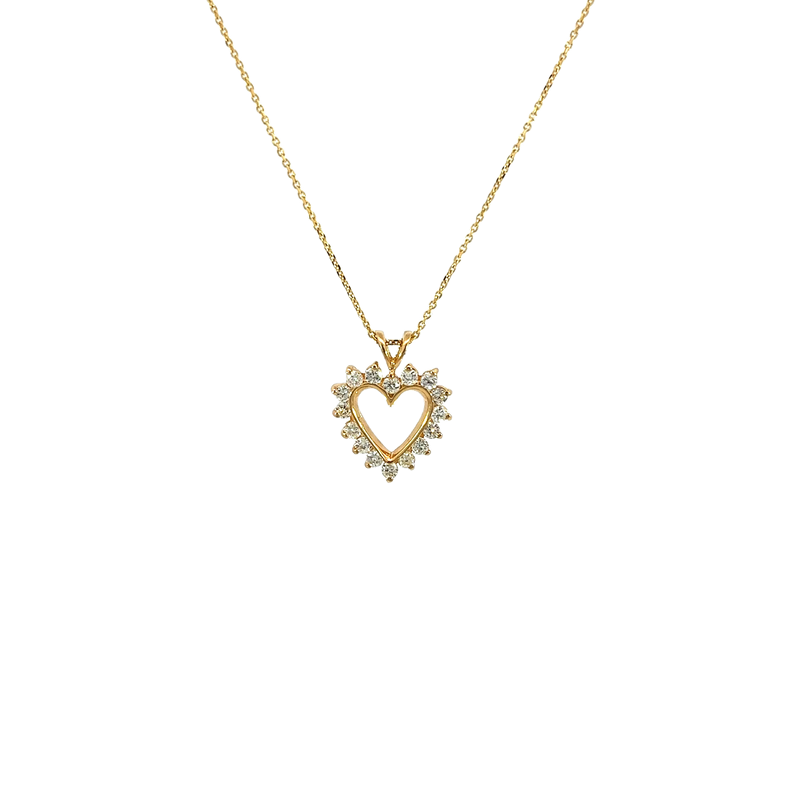 14K Yellow Gold Diamond Heart Pendant