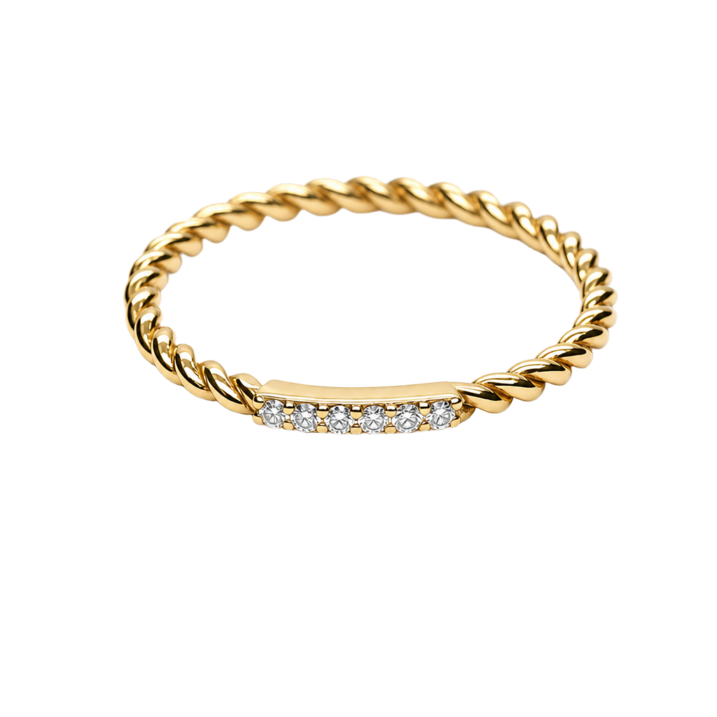 14K Yellow Gold Diamond Stackable Ring
