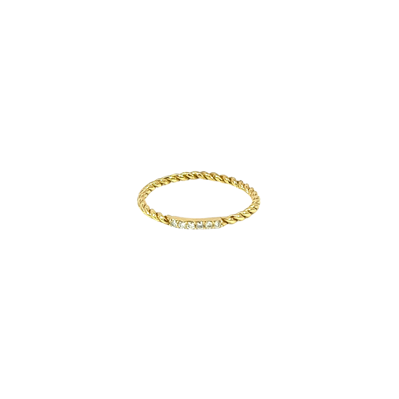 14K Yellow Gold Diamond Stackable Ring