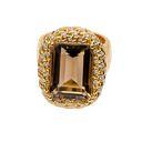 14K Yellow Gold Diamond and Topaz Cocktail Ring