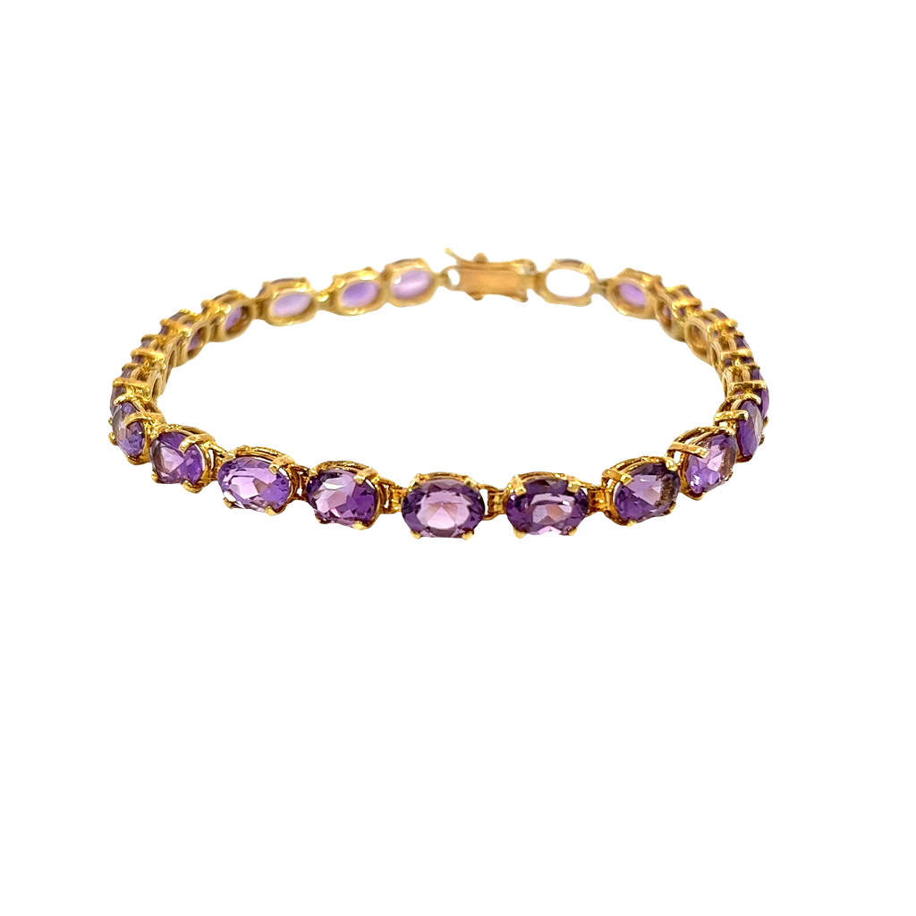 14K Yellow Gold Amethyst Fashion Bracelet