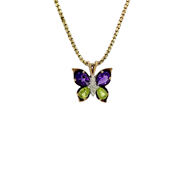 14K Yellow Gold Butterfly Pendant