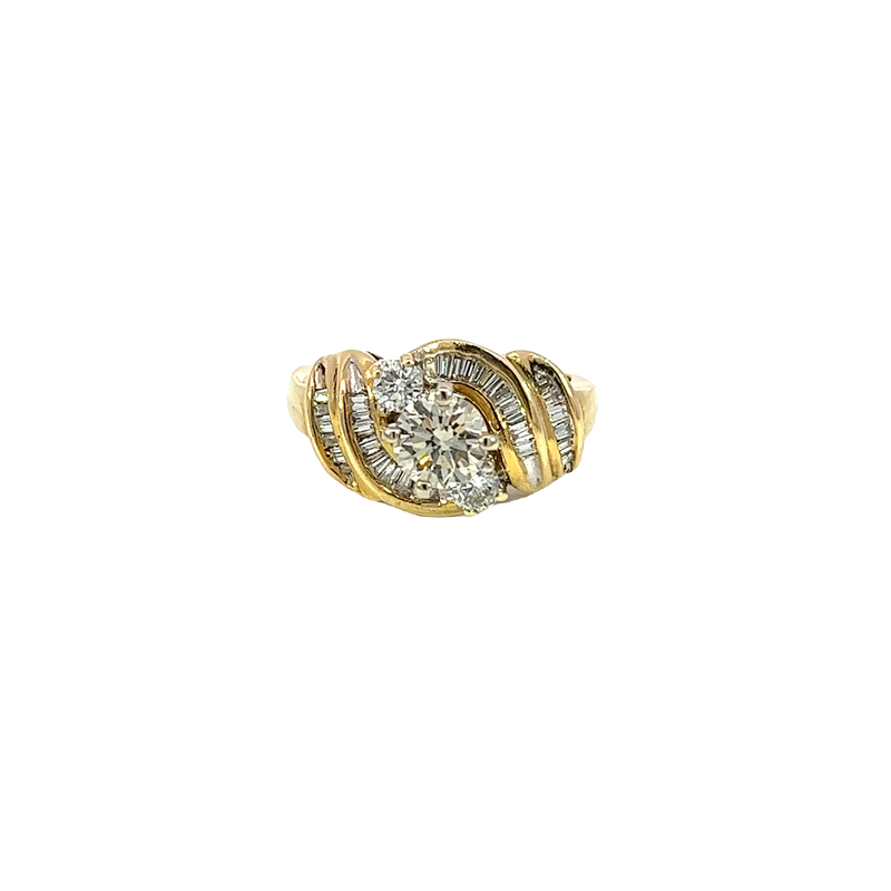 14K Yellow Gold Diamond Engagement and Fashion Ring