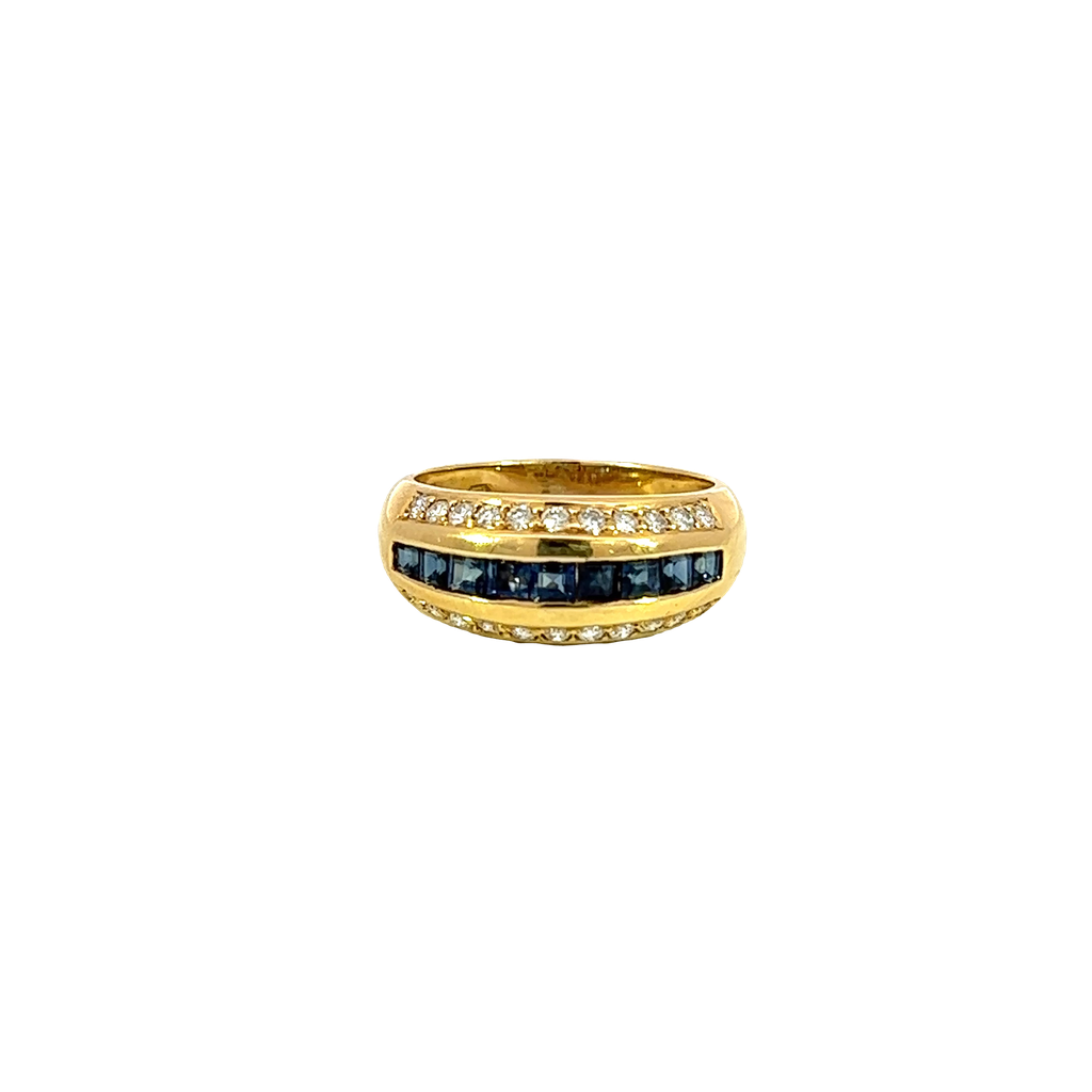 14K Yellow Gold Diamond and Sapphire Band
