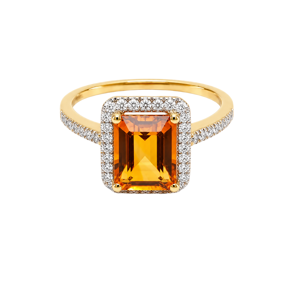 14K Yellow Gold Diamond and Topaz Fashion Ring