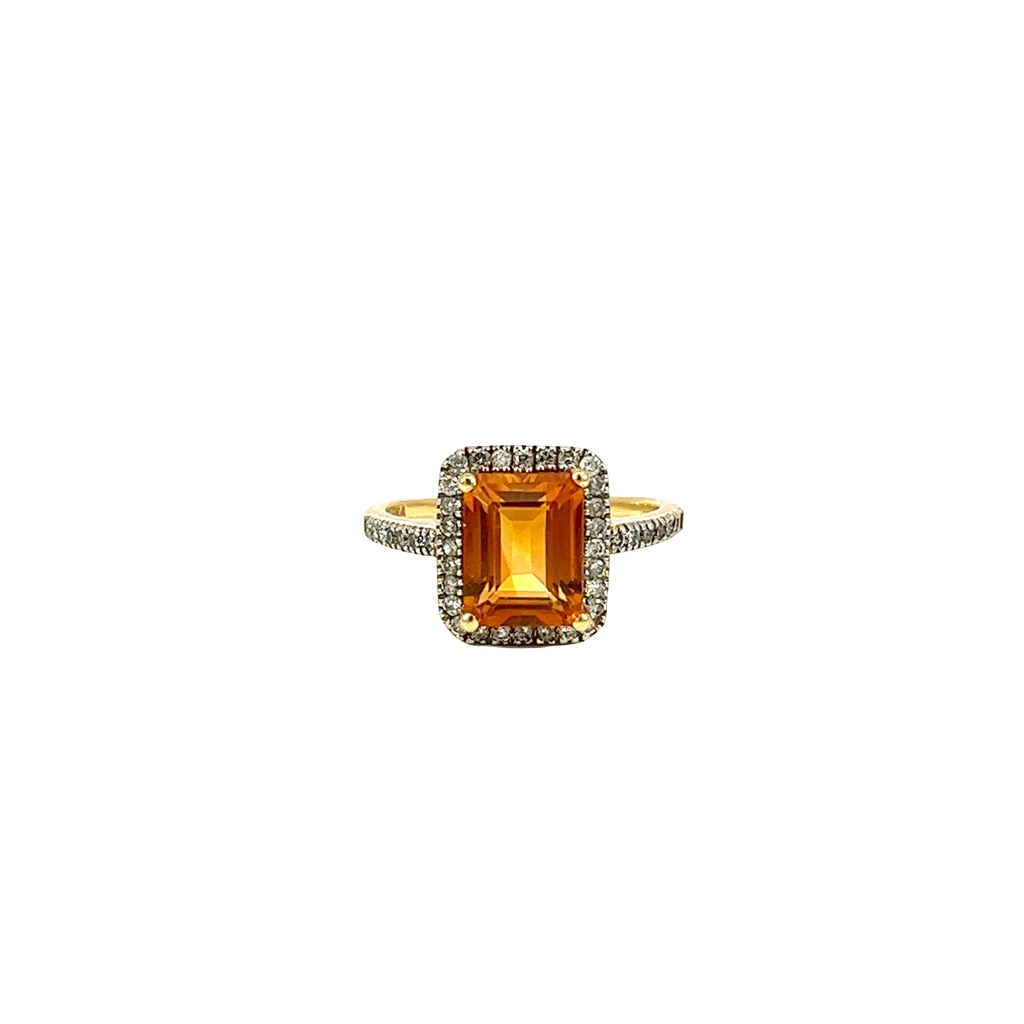 14K Yellow Gold Diamond and Topaz Fashion Ring