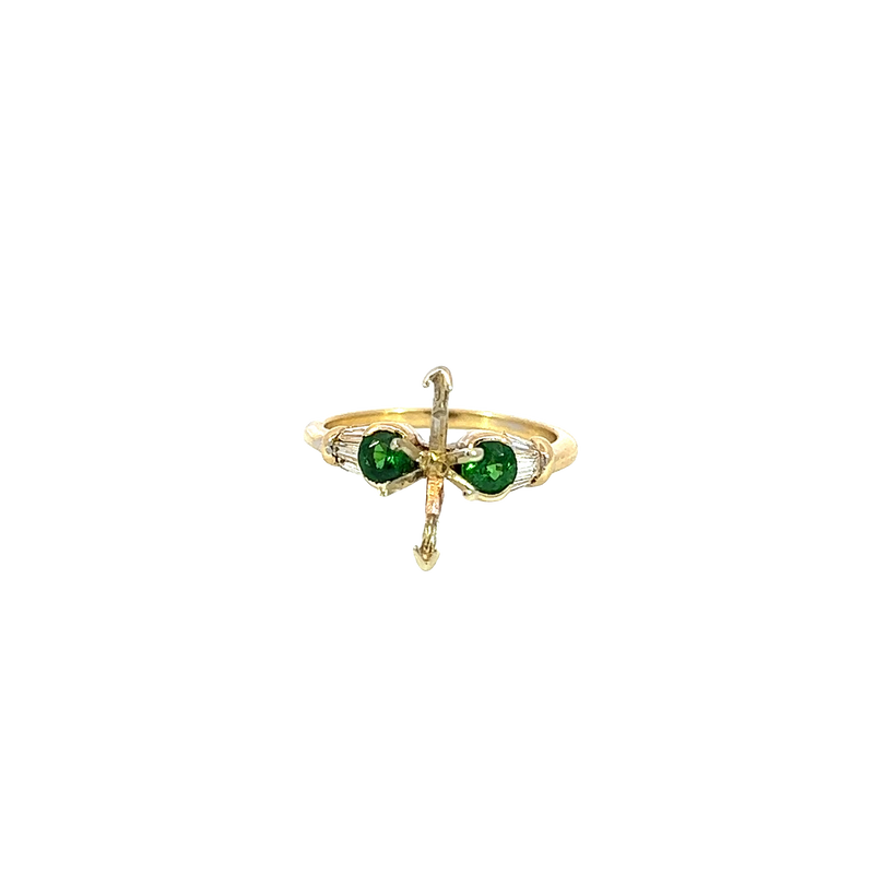 14K Yellow Gold Diamond and Emerald Fashion Ring