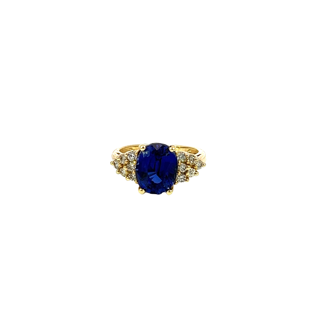 14K Yellow Gold Diamond and Sapphire Fashion Ring