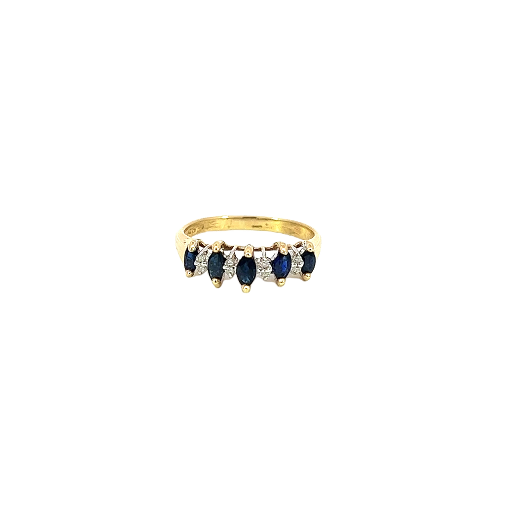 14K Yellow Gold Sapphire and Diamond Ring
