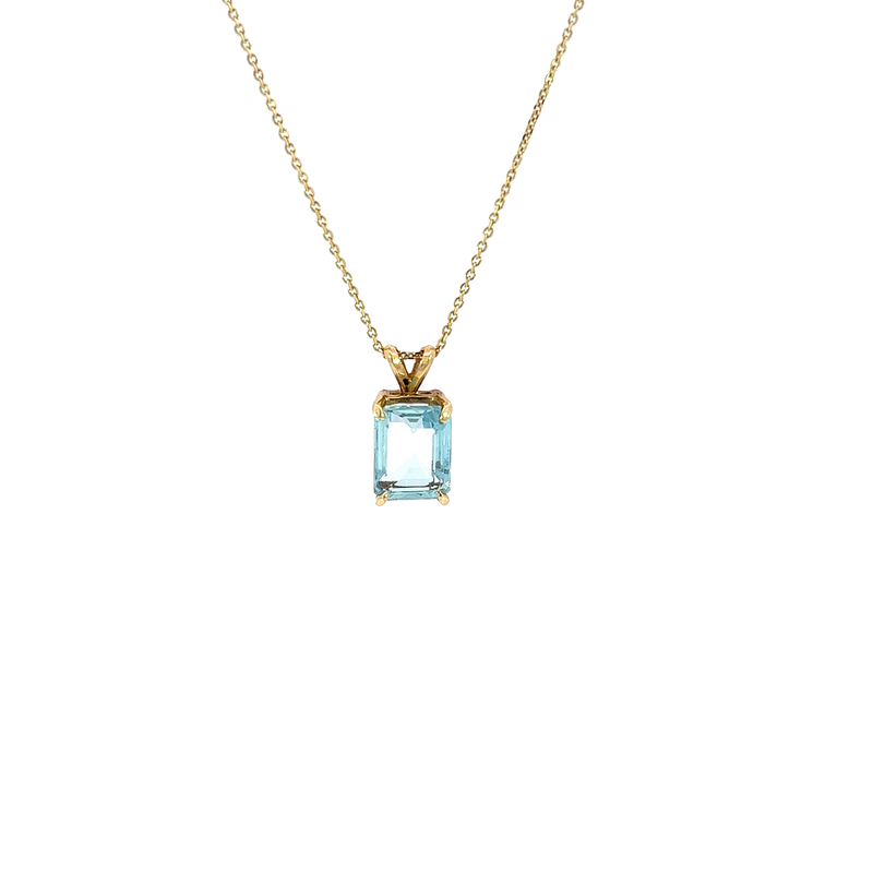 14K Yellow Gold Aquamarine Pendant