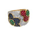 14K Yellow Gold Diamond and Emerald Cocktail Ring