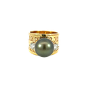 14K Yellow Gold Diamond and Pearl Cocktail Ring