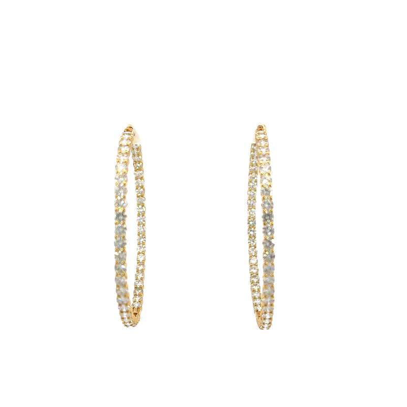 14K Yellow Gold Diamond Hoop Earrings