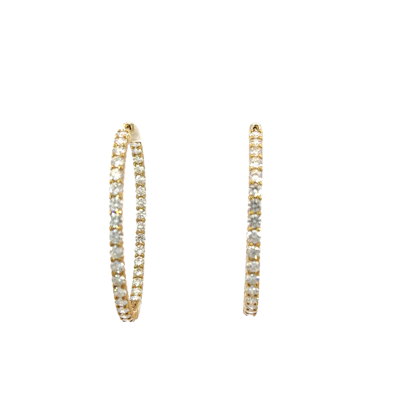 14K Yellow Gold Diamond Hoop Earrings