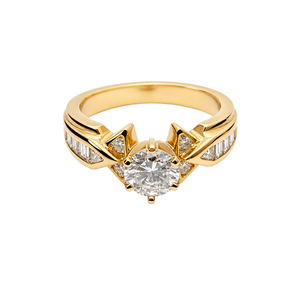 14K Yellow Gold Diamond Engagement Ring