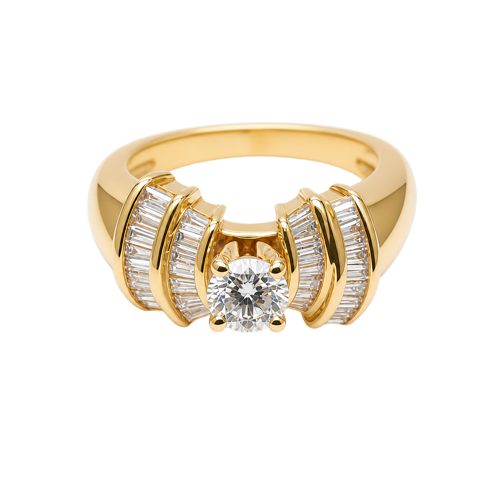 14K Yellow Gold Diamond and Diamond Rings