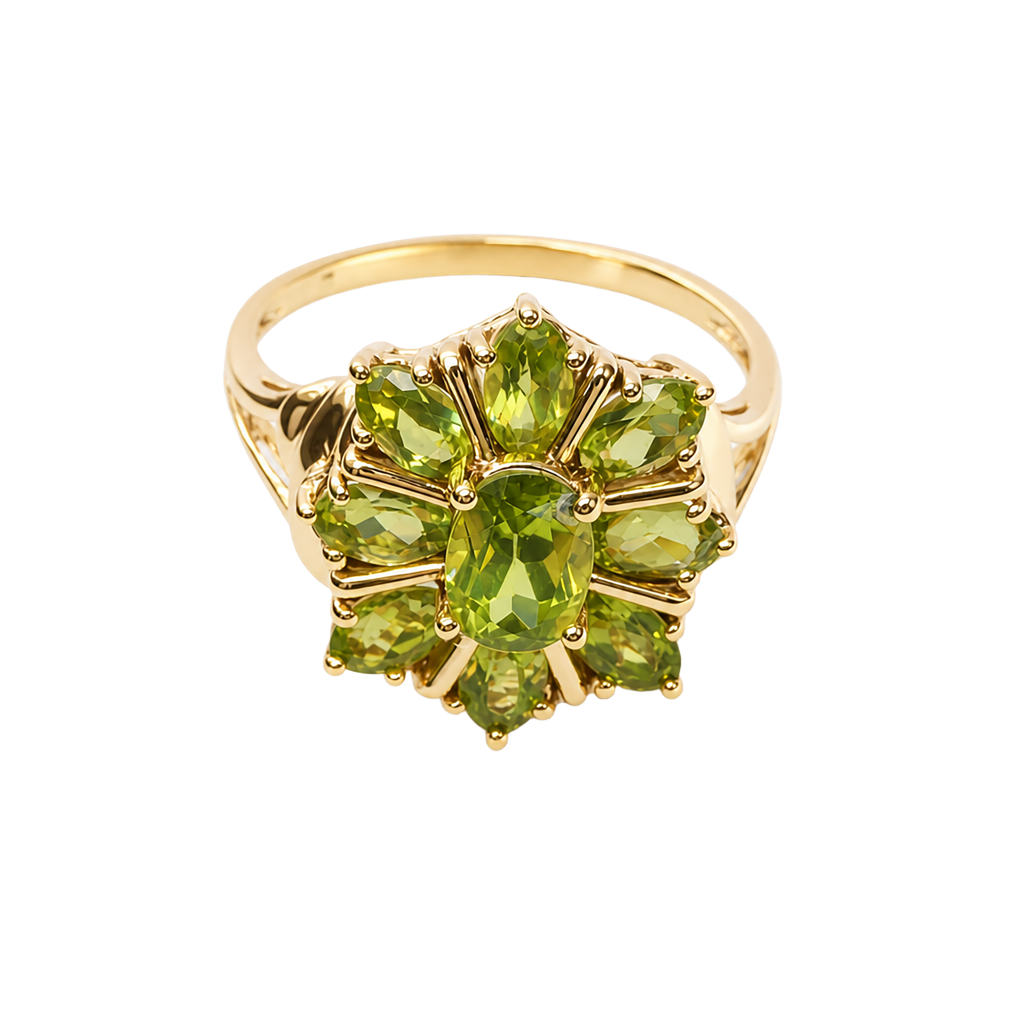 14K Yellow Gold Peridot Cocktail Ring