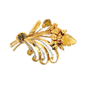 18K Two-Tone Gold Diamond and Citrine Brooch