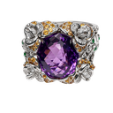 18K Two-Tone Gold Amethyst and Diamond Cocktail Ring