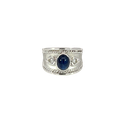 18K White Gold Diamond and Cabochon Sapphire Ring