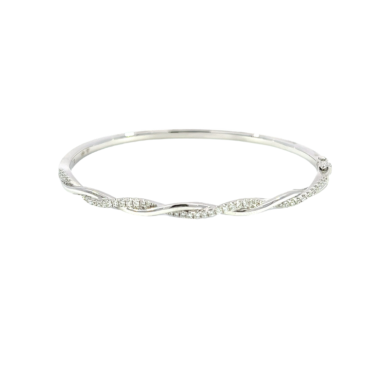 18K White Gold Diamond Bangle Bracelet