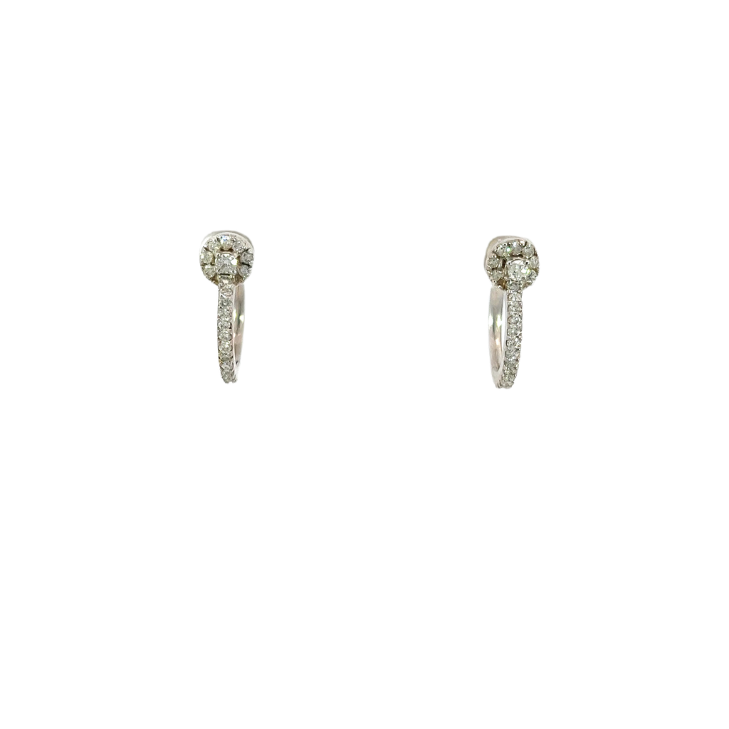 18K White Gold Diamond Hoop Earrings