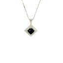 14K White Gold Diamond and Onyx Pendant Necklaces