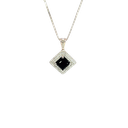 18K White Gold Onyx and Diamond, 1.00ct tw Pendant