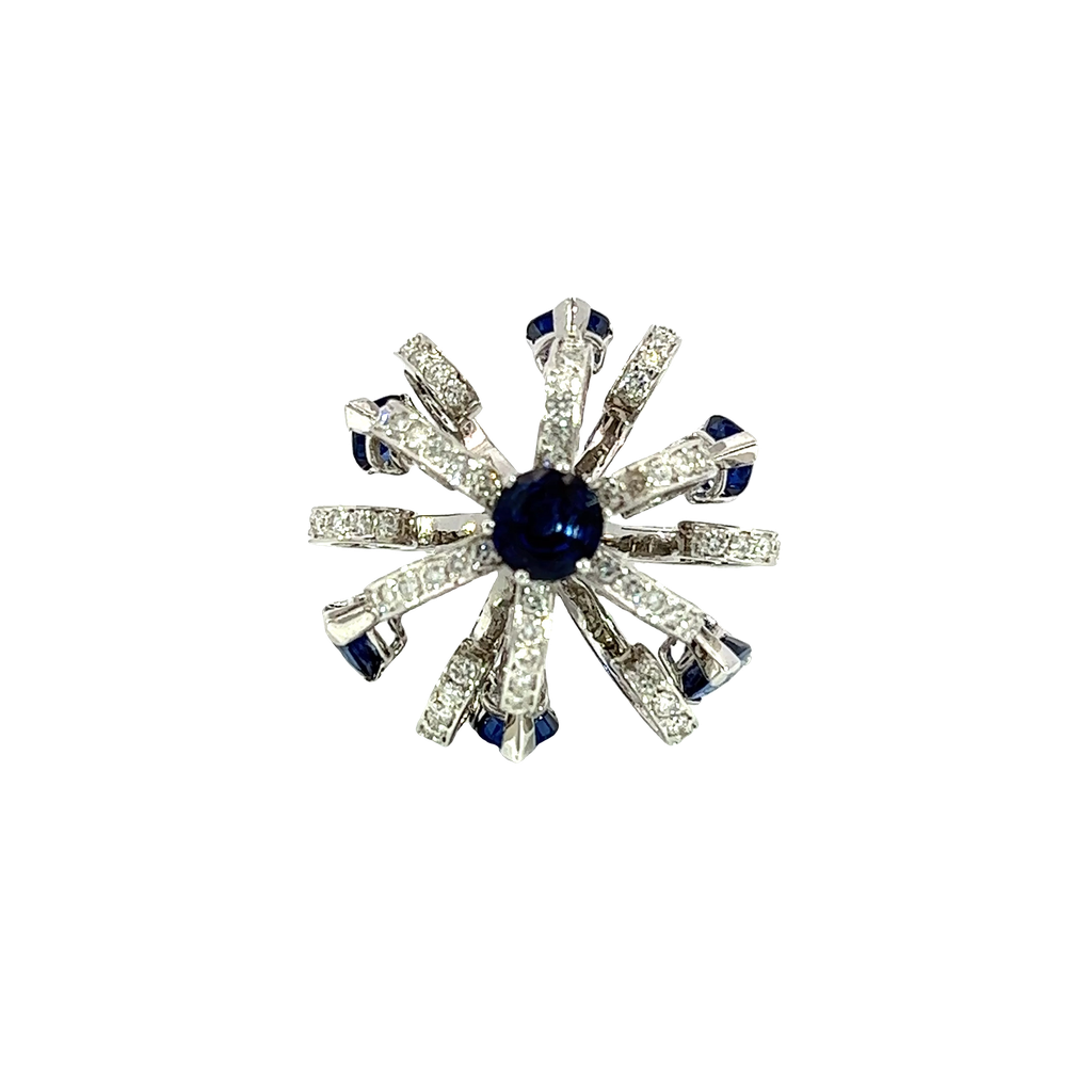 18K White Gold Diamond and Sapphire Cocktail Ring