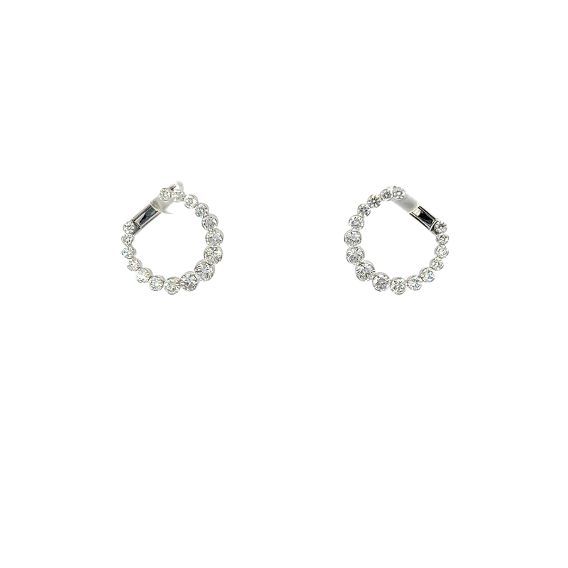 18K White Gold Diamond Hoop Earrings