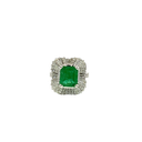 18K White Gold Diamond and Emerald Cocktail Ring