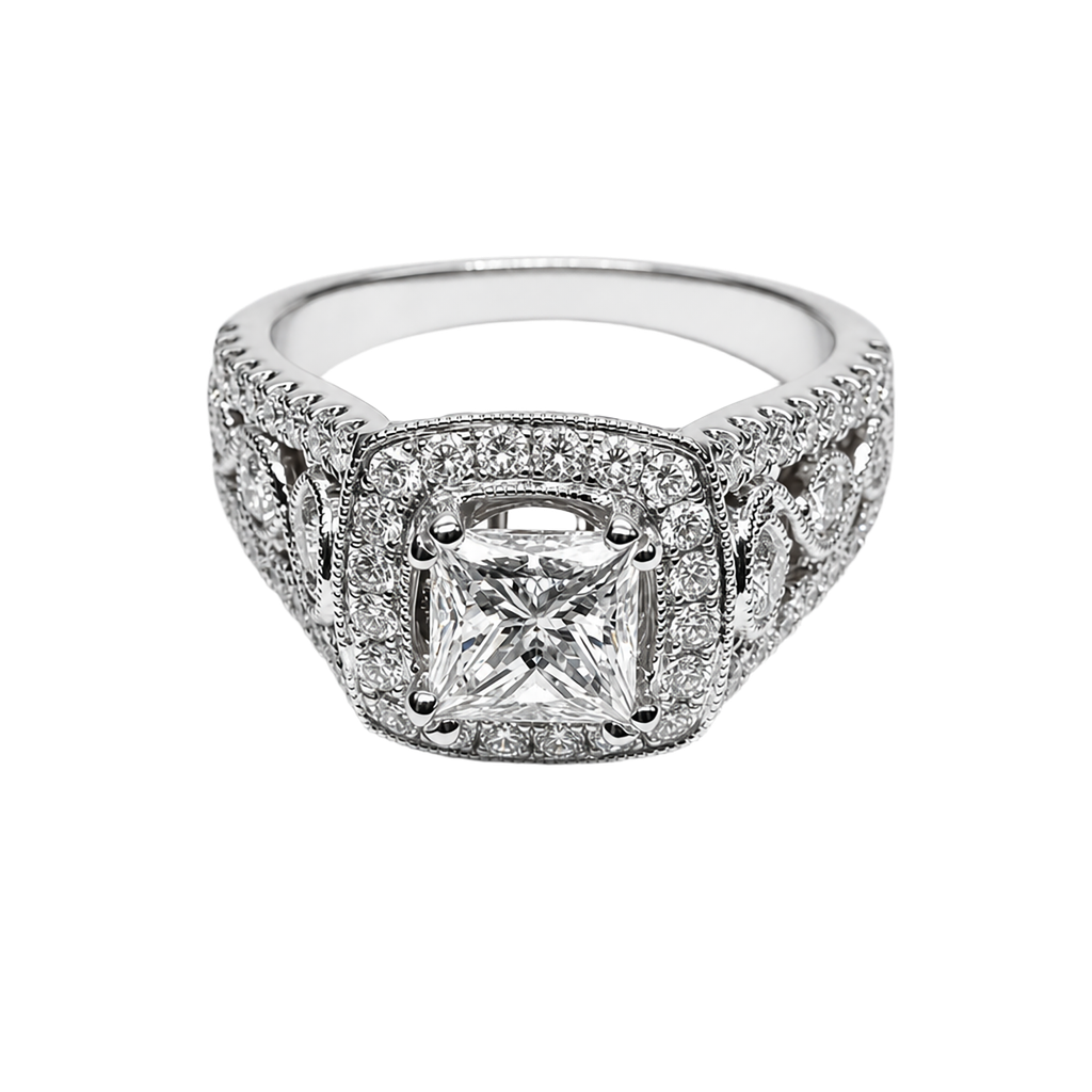 18K White Gold Diamond Engagement Ring