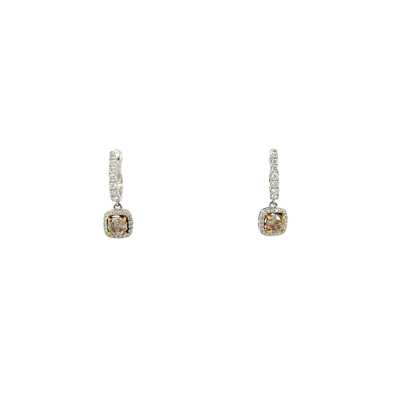 14K Two-Tone Gold Diamond Drop Earrings
