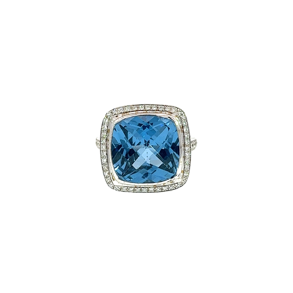 18K White Gold Diamond and Topaz Cocktail Ring