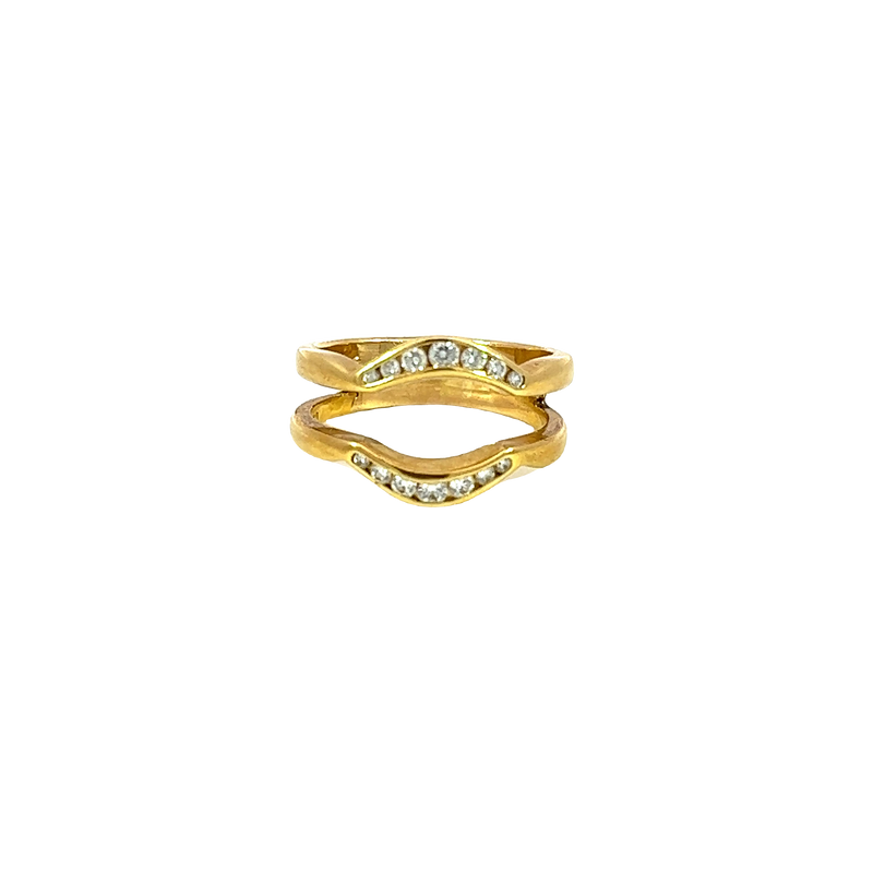 18K Yellow Gold Diamond Fashion and Guard Ring